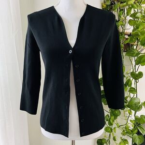 Olivia & Grace Black Silk Blend Button up Cardigan Sweater Classic - Size Small
